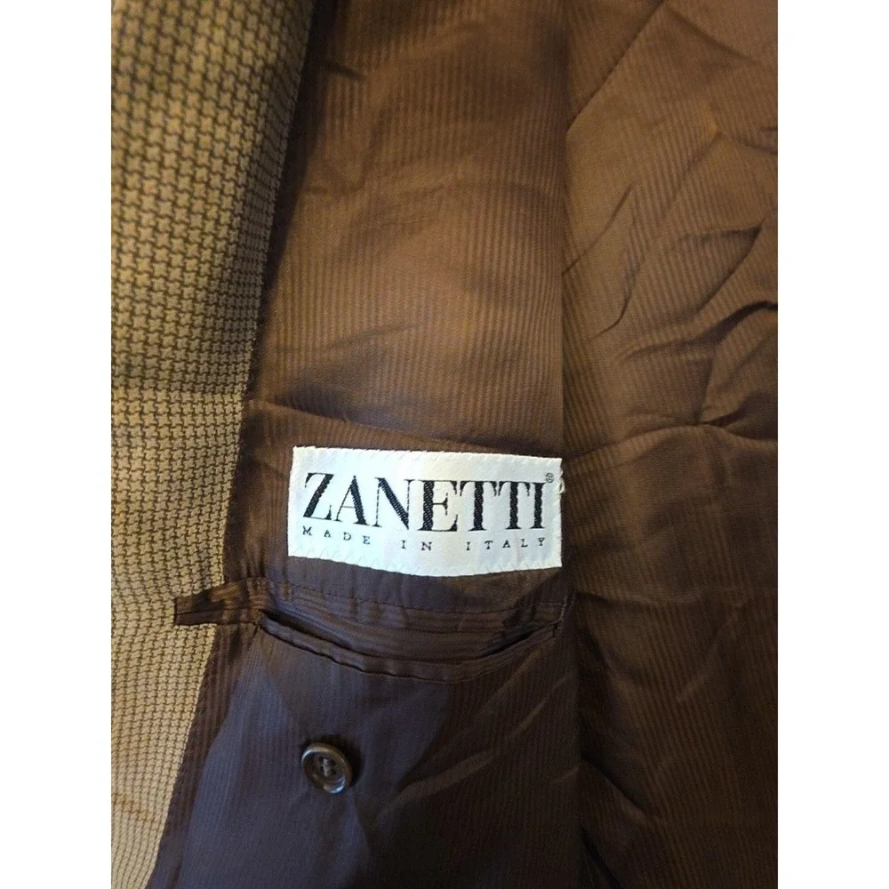 Zanetti Blazer Sport Coat Mens 40 Brown100s Wool Check Tweed Italy Jacket FLAW